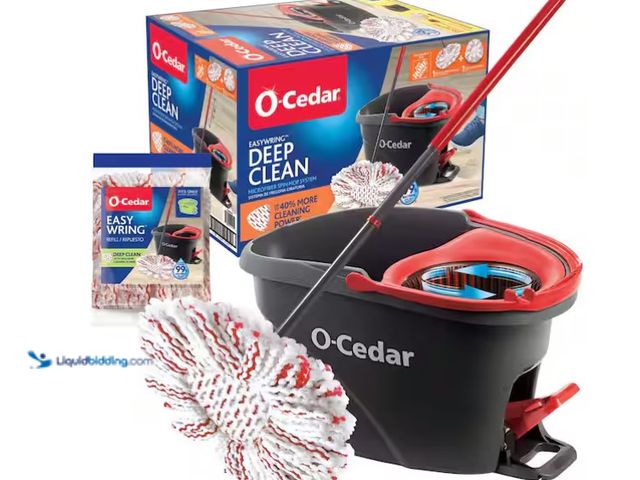 Lot 49-1571212 - O-Cedar Easy Wring Deep Clean Microfiber Spin Mop w/ Bucket System, 1 Machine Washable Mop Head Refi...