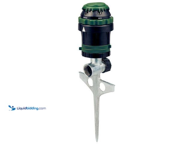Lot 49-5412914 - Orbit
H2O-Six Rotating 6-Pattern Gear-Drive Sprinkler on Zinc Spike. Item is Unused