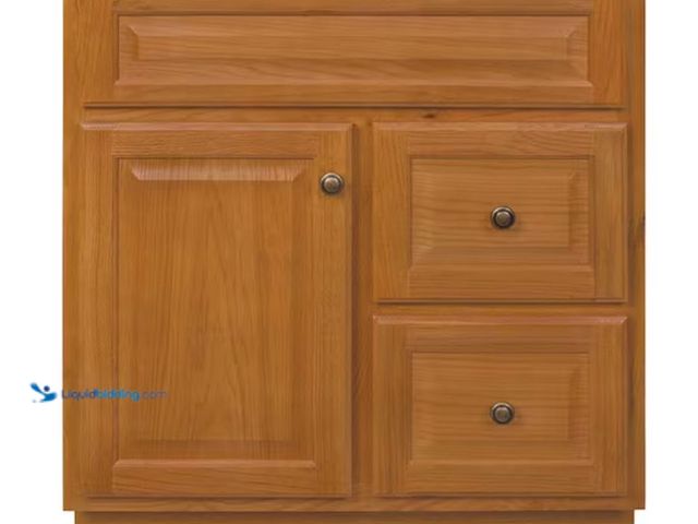 Lot 49-1623782 - Glacier Bay Hampton 30 in. Bathroom Vanity Cabinet without Top in Oak (Assembled), Model # HOA30D, N...