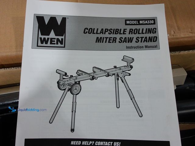 Lot 49-2006052 - WEN Collapsible Rolling Miter Saw Stand with 3 Onboard Outlets, Model # MSA330, Unused, Has attachme...
