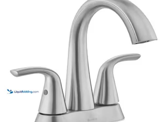 Lot 49-3611921 - Glacier Bay Irena 4 in. Center set Double-Handle High-Arc Bathroom Faucet in Brushed Nickel, Model #...