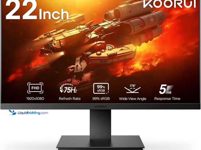 Lot 49-3525024 - KOORUI 22 Inch Computer Monitor, FHD 1080P Desktop Display, 75HZ Ultra Thin Bezel/Eye Care/Ergonomic...