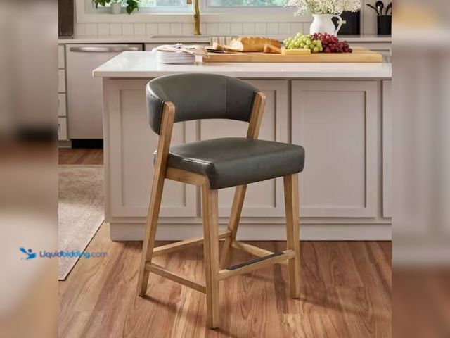 Lot 49-2001144 - Home Decorators Collection Dunbar 26 in. Slate Color High Back Counter Stool with Faux Leather Seat ...