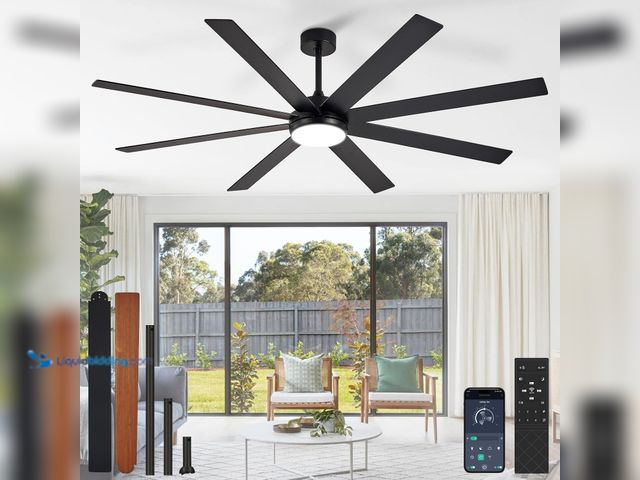 Lot 49-3565460 - Depuley 72" Ceiling Fans with Lights: Black Indoor/Outdoor Ceiling Fan for Patios Living Room - 8 Bl...