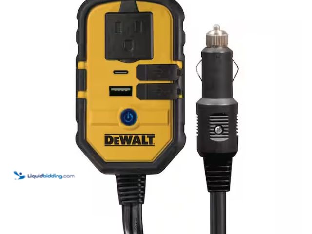Lot 49-3433417 - DEWALT 140-Watt Portable Car Power Inverter with Dual USB Ports, Model # DXAEPI140, Slightly used, U...
