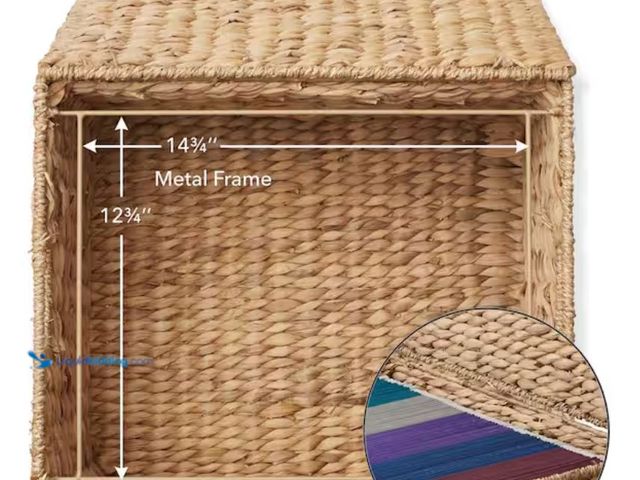 Lot 49-2001115 - Casafield Brown Natural 18 in. x 14 in. Wicker Water Hyacinth Decorative Basket Rolling Filing Cabin...