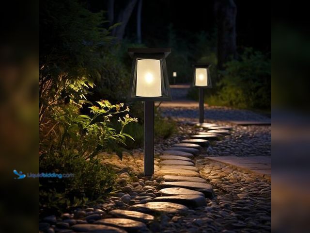 Lot 49-3616651 - (4-Pack) Monteaux Lighting Black Integrated LED Outdoor Solar Pathway Lights with Frosted Glass - Ne...