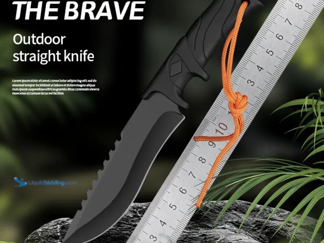 Lot 49-1820905 - New Black Stainless Steel Multi-Purpose Outdoor Knife with Lightweight Design AND Sharp Blade for Ca...