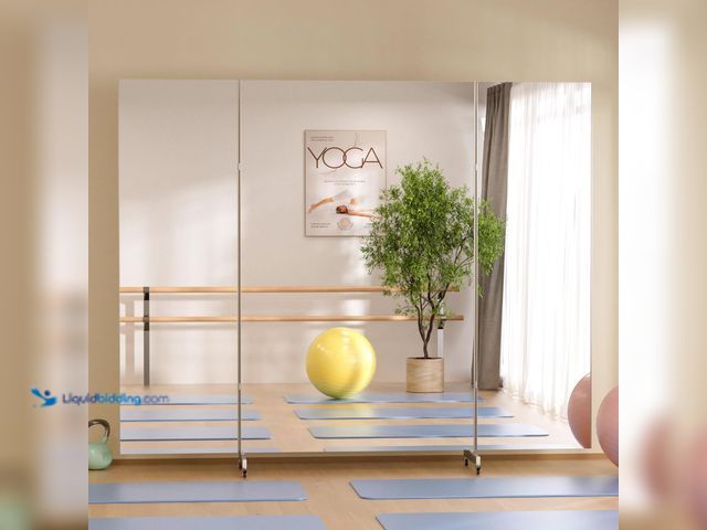 Lot 49-3535325 - brisafe Full Length Stand Up Mirror on Wheels,75''L×95''W,Large Tri-Fold Floor Mirror with Stand,Mov...