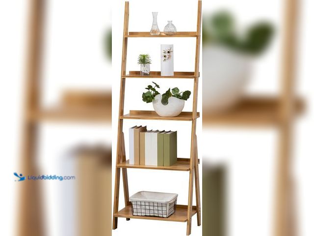 Lot 49-3514502 - Ladder Shelf, 5-Tier Leaning Shelf, Free Standing Organizer Storage Shelves, Storage Rack Shelf for ...