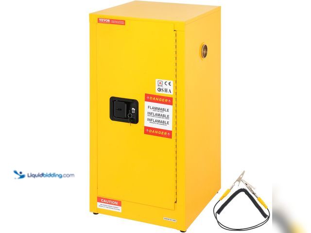 Lot 49-1630713 - VEVOR Flammable Safety Cabinet, 16 Gal, Cold-Rolled Steel Flammable Liquid Storage Cabinet, 18.1 x 1...
