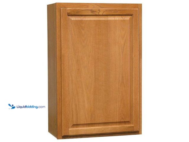 Lot 49-5454165 - Hampton Bay Hampton 24 in. W x 12 in. D x 36 in. H Assembled Wall Kitchen Cabinet in Medium Oak.Mode...