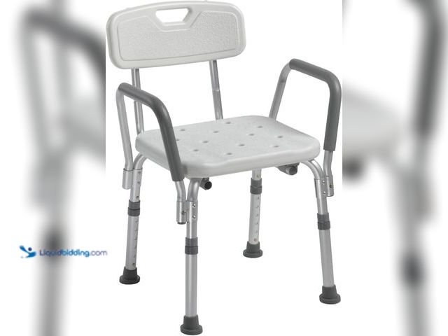Lot 49-5546032 - Drive Medical Shower Chair with Back & Padded Arms - Adjustable Height Bath Seat for Safety & Comfor...