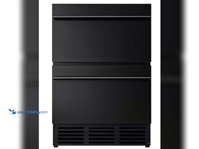 Lot 49-1568398 - EUHOMY 24 in. 5 cu. ft. Built-In and Standard Double Drawer Refrigerator in Black Stainless Steel, D...