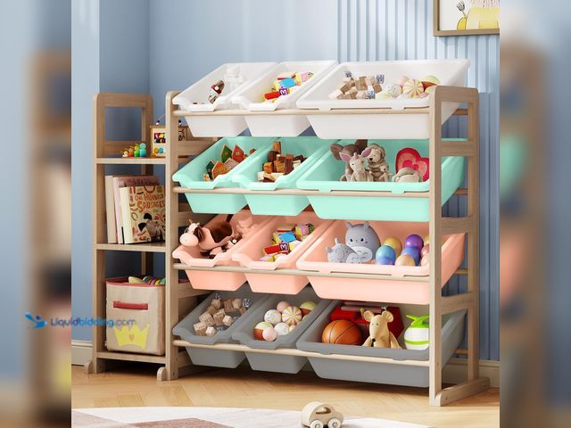 Lot 49-5544520 - Toy Storage Organizer - Toy Organizers and Storage with Bookshelf, Toy Storage Shelf with 3 Shelves ...