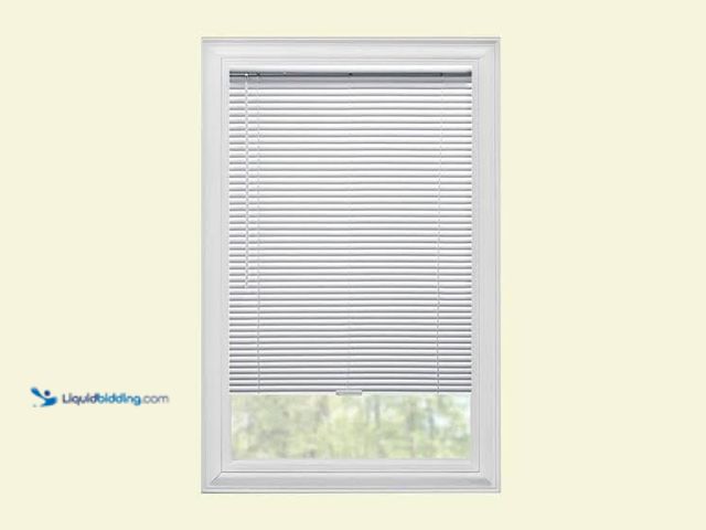 Lot 49-1629078 - Lot of (4) StyleWell Pre-Cut 36 in. W x 64 in. L Cordless Light Filtering White Vinyl Mini Blind wit...