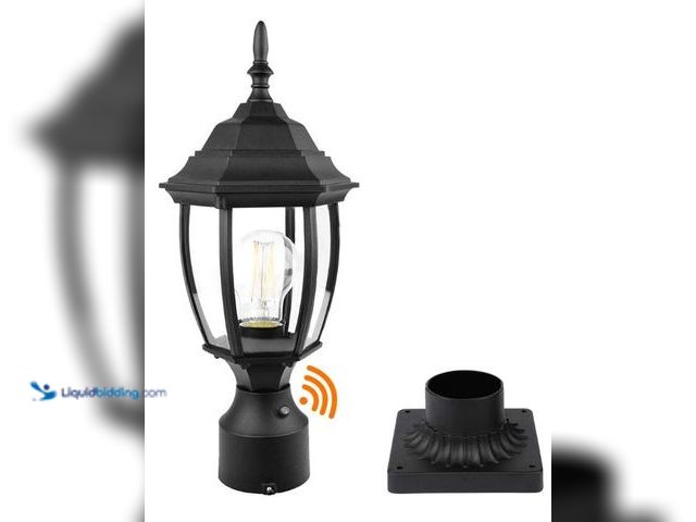 Lot 49-3473761 - Dusk to Dawn Outdoor Post Light Hardwired 120V, Waterproof Aluminum Pole Light Fixture with Pier Mou...