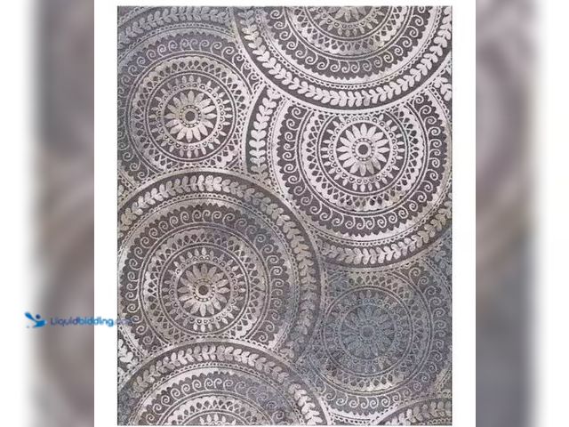 Lot 49-1631199 - StyleWell Spiral Medallion 7 ft. x 9 ft. Gray Geometric Area Rug, Model # 55366, Slightly used.  Ref...