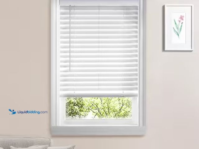 Lot 49-2022471 - Home Decorators Collection White Cordless Faux Wood Blinds for Windows with 2 in. Slats - 70.5 in. W...