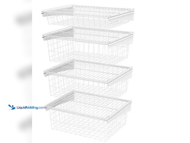 Lot 49-1577080 - Closet Maid 27 in. H x 21 in. W White Steel 4-Drawer Wide Mesh Wire Basket, Model # 2815, Unused.   ...