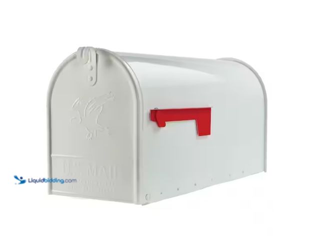 Lot 49-1622798 - Architectural Mailboxes Elite White, Large, Steel, Post-Mount Mailbox, Model # E1600WAM, Unused.    ...