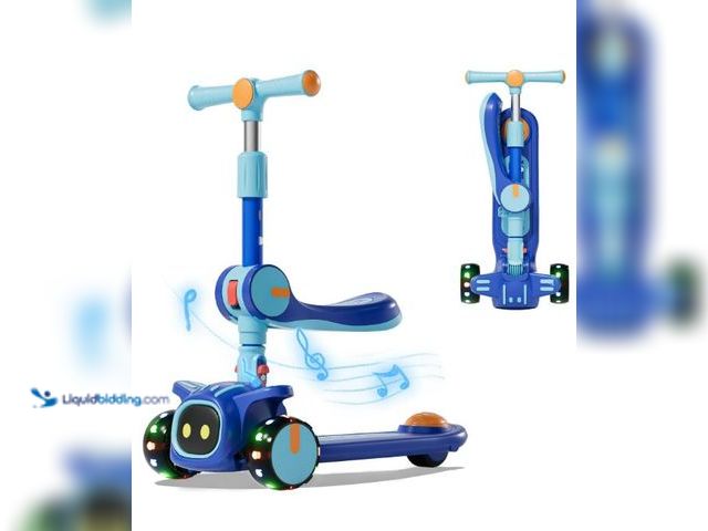 Lot 49-3432593 - Unbreakable & Never Fall Down 2-in-1 Scooters Kids 3 Wheel Kick Scooter for Boys Girls Ages 3-8, Adj...