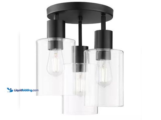 Lot 49-3565035 - Hampton Bay
Sutton Place 14 in. 3-Light Matte Black Flush Mount, Farmhouse Ceiling Light Unused