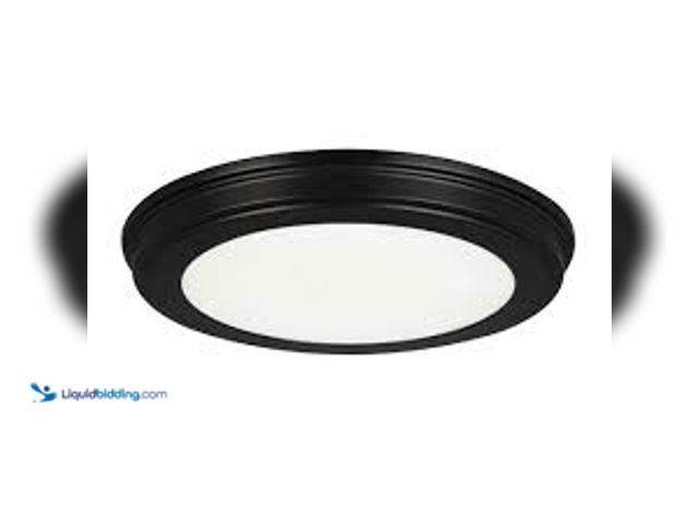 Lot 49-5415295 - Commercial Electric 13 in. Matte Black Selectable LED Flush Mount. Model # JJU3011L-2/MB. Unused.