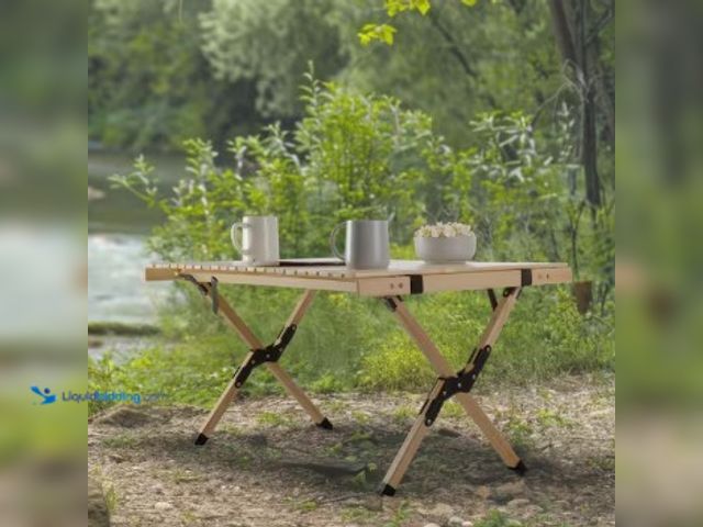 Lot 49-2022689 - Wakeman Outdoors 23.75 in. Mocha Rectangle Portable Camping Wood Picnic Tables, Medium, Model # 75-C...