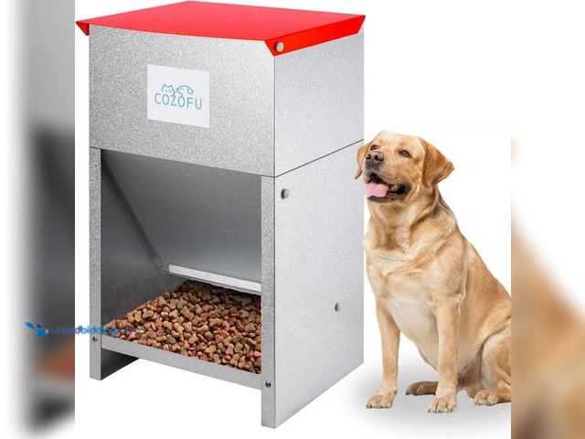 Lot 49-5463597 - Dog Feeder - Galvanized Metal Pet Food Station for Indoor & Outdoor Use - Automatic Gravity-Fed Disp...