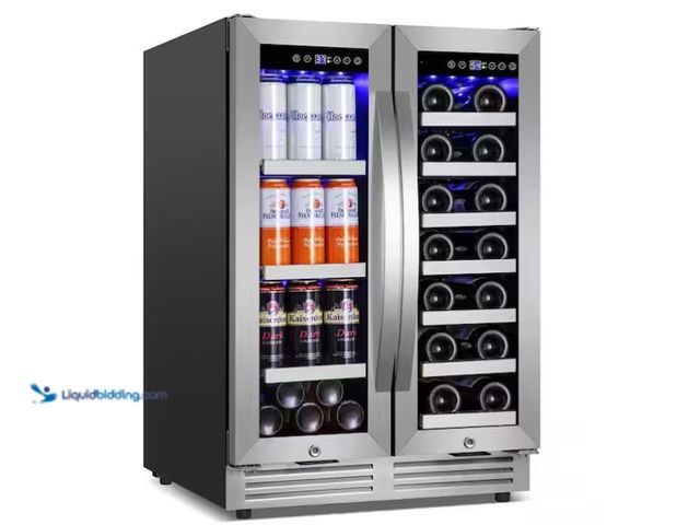 Lot 49-1566810 - TITTLA 23.47 in. Dual Zone 20-Wine Bottles and 85 Plus Cans Beverage and Wine Cooler in Stainless St...
