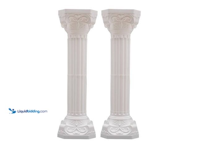 Lot 49-5406363 - Yiyibyus 34.65 in. H White Wedding Roman Column Road Decorative Flowerpot Holder Garden Ornament (2-...