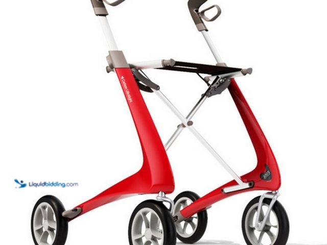 Lot 49-3524861 - byACRE - Carbon Ultralight - Wide - Rollator - Outdoor & Indoor - Strawberry Red Unused