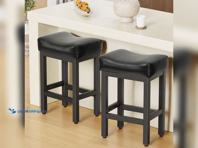 Lot 49-5408448 - Counter Height Bar Stools Set of 2, 24 Inch Barstools for Kitchen Island Counter, Bonded Leather Kit...