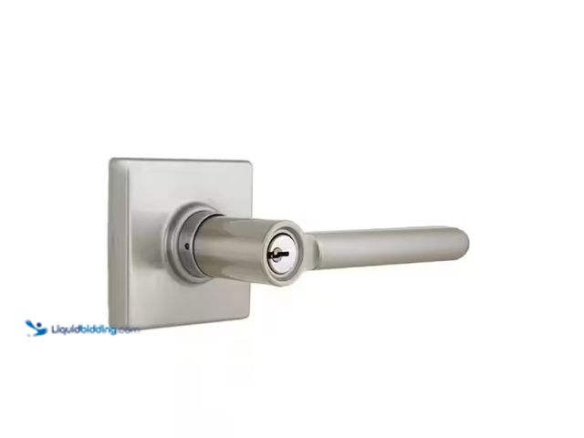 Lot 49-1566777 - lot of (2) Defiant Tonebridge Satin Nickel Keyed Entry Door Handle with Square Rose, Model # 32LS3X2...