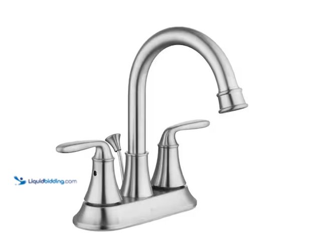 Lot 49-1622839 - Glacier Bay Sadira 4 in. Centerset 2-Handle High-Arc Bathroom Faucet in Brushed Nickel, Model # HD67...