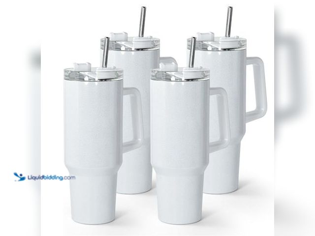 Lot 49-3431870 - AGH 40 oz Sublimation Tumbler with Handle, 4 Pack Shimmer Glass Cups with Straw and Lid, Sublimation...