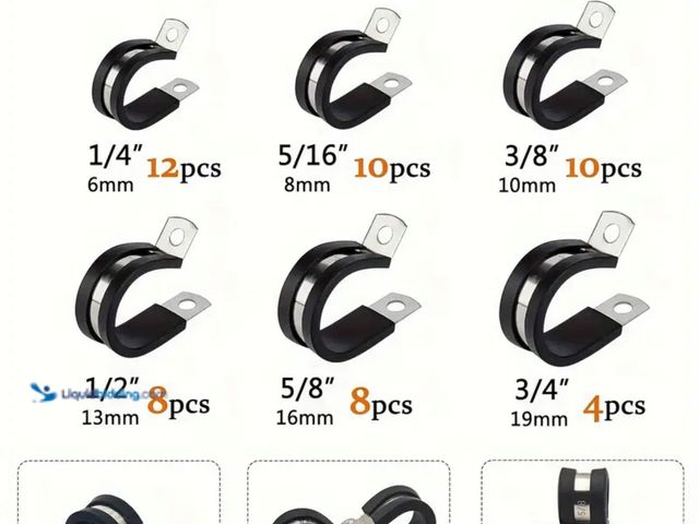 Lot 49-1816678 - 52pcs Galvanized 304 Stainless Steel Rubber Hose Clamp Set for Pipes and Drains