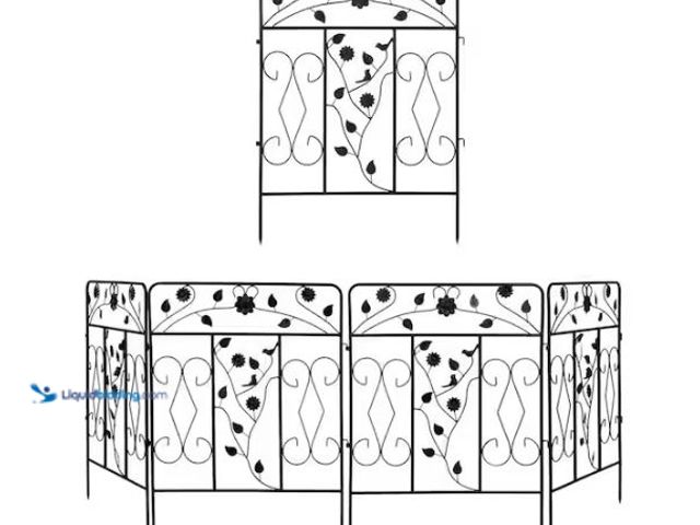 Lot 49-1624548 - 32 in. Black Metal Fencing Panels Tall Decorative Garden Fence, (5-Pack) Model # ZL172, New, Factory...