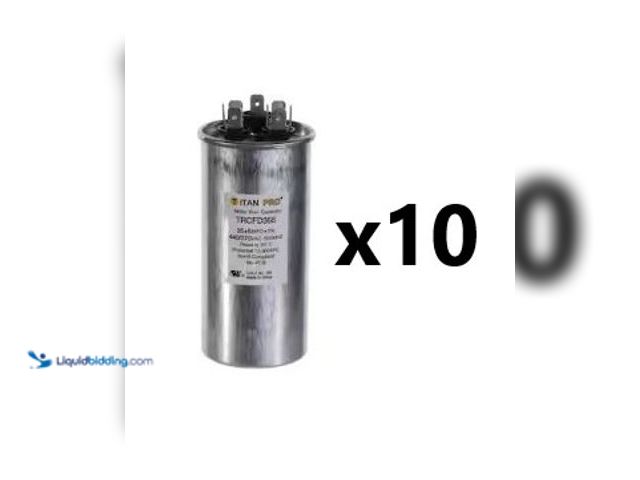 Lot 49-1625569 - Lot of (10) Packard TITAN PRO 35 Plus 5 MFD 440/370V Dual Voltage Round Run Capacitor, Model # TRCFD...