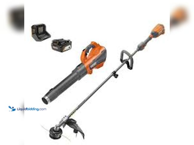 Lot 49-5485360 - RIDGID 18V Brushless 14 in. Cordless Battery String Trimmer and Leaf Blower. Model # R019001. Unused...