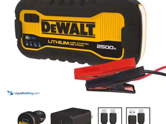 Lot 49-1544805 - DEWALT 2500 Peak Amp Lithium Jump Starter with USB Power Bank, Model # DXAELJ25, Unused, Factory pac...