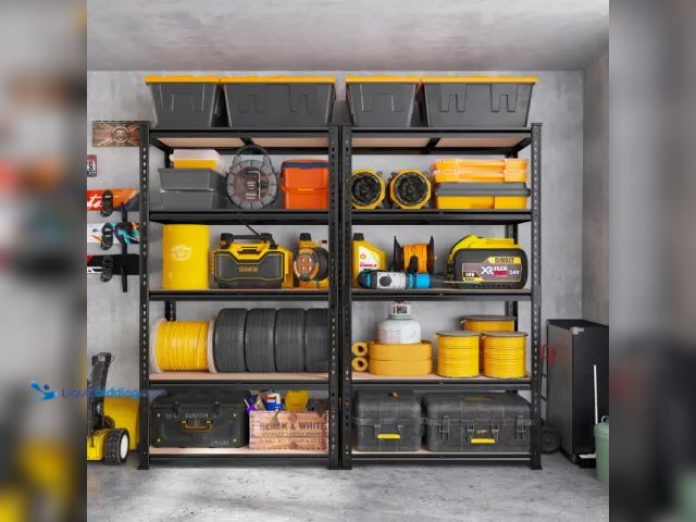 Lot 49-1556401 - Reibii 5-Tier Boltless Shelving Units, 2020 lbs Adjustable Steel Garage Shelving Racks for Basement ...