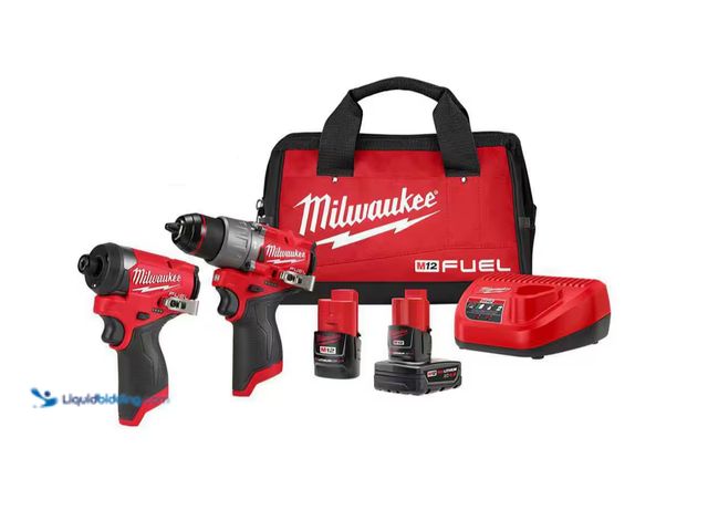 Lot 49-2020836 - Milwaukee M12 FUEL 12-Volt Lithium-Ion Brushless Cordless Hammer Drill and Impact Driver Combo Kit w...
