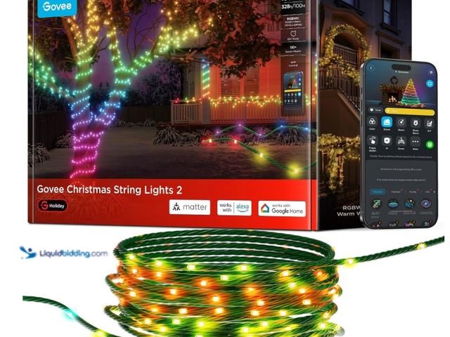 Lot 49-1575674 - Govee Christmas Lights 2, RGBWIC 328FT 1000LEDs String Lights for Holiday Decor, Smart Indoor Outdoo...