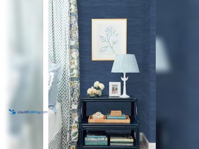 Lot 49-2004103 - Lot of (2) Approx. (60) Sq. Ft. of SOCIETY SOCIAL Navy Blue Classic Faux Grasscloth Peel and Stick W...