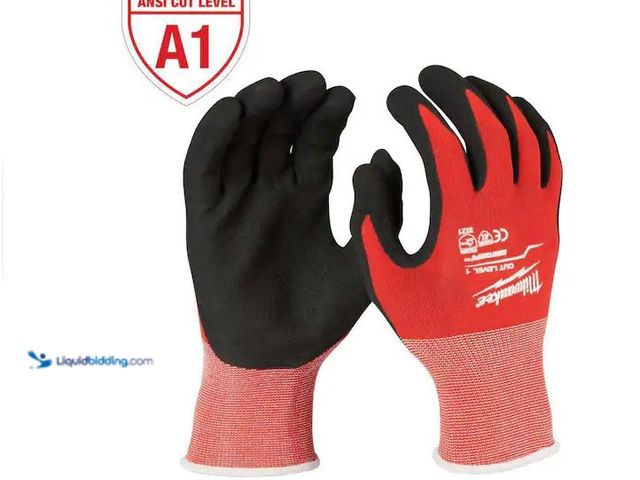 Lot 49-3600373 - Lot of (4) Milwaukee X-Large Red Nitrile Level 1 Cut Resistant Dipped Work Gloves Model # 48-22-8903...