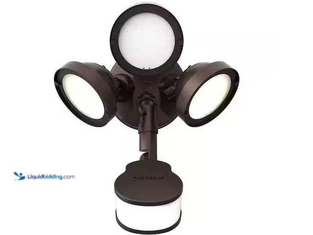 Lot 49-1576666 - HALO TGS 27-Watt, Bronze, Motion Sensor, Outdoor Integrated LED Flood Light with Round Triple Head, ...