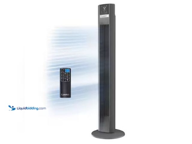 Lot 49-1630617 - Lasko 48 in. 12-Speed Oscillating Tower Fan in Gray, Quiet Operation, DC Motor, Remote Control and 1...