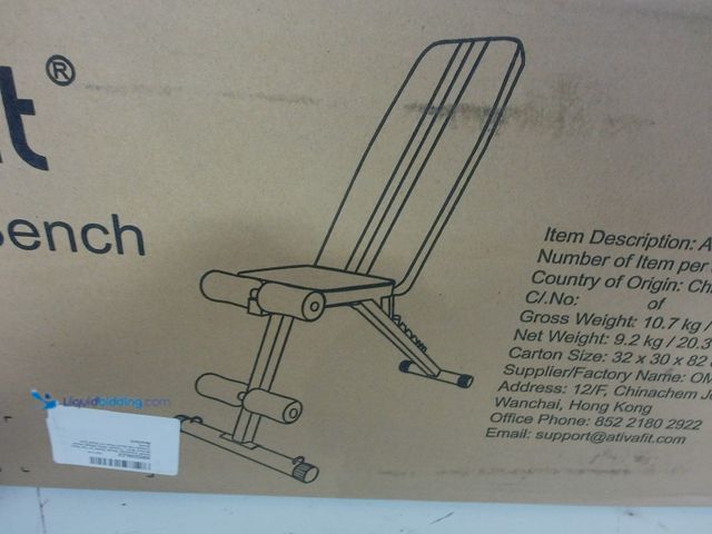 Lot 49-1572199 - Ativafit Adjustable Weight Bench for Full Body Workout Multi-Purpose Utility Weight Bench Foldable F...